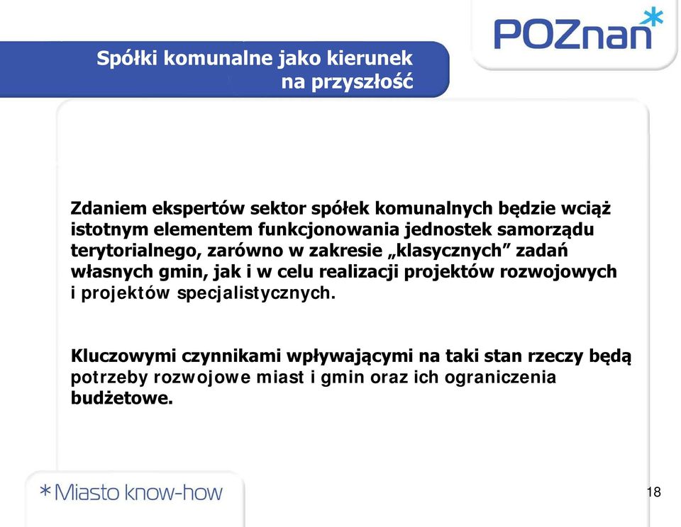 własnych gmin, jak i w celu realizacji projektów rozwojowych i projektów specjalistycznych.