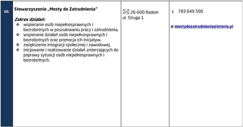 inicjatyw, zwiększenie integracji społecznej i zawodowej, inicjowanie i realizowanie działań zmierzających