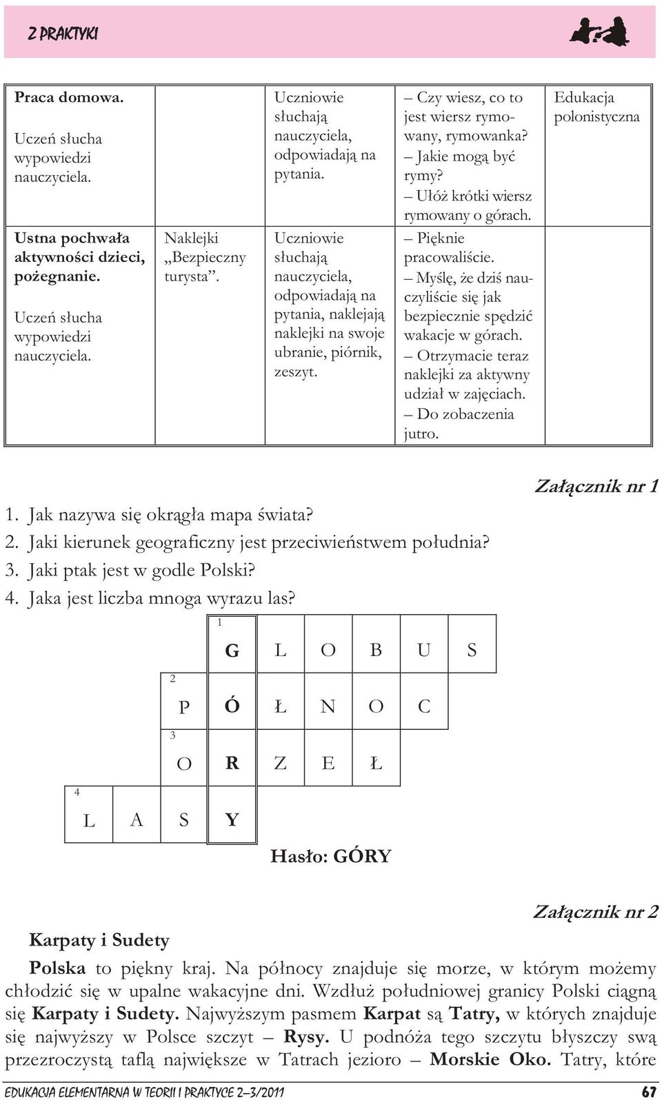 Czy wiesz, co to jest wiersz rymowany, rymowanka? Jakie mogą być rymy? Ułóż krótki wiersz rymowany o górach. Pięknie pracowaliście.