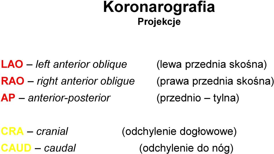 przednia skośna) (prawa przednia skośna) (przednio tylna)