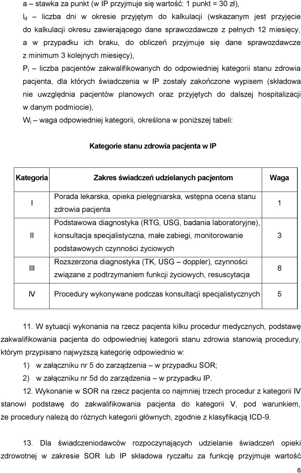 zdrowia pacjenta, dla których świadczenia w IP zostały zakończone wypisem (składowa nie uwzględnia pacjentów planowych oraz przyjętych do dalszej hospitalizacji w danym podmiocie), W i waga