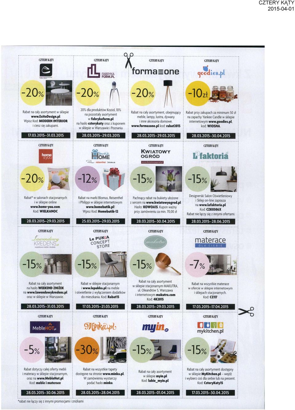 pl kod: rabatlois Rabat przy zakupach za minimum SO zł na zapachy Yankee Candle w sklepie internetowym www.goodies.pl. kod WIOSNA S OME KWIATOWY OGRÓD L faktoria w sklepie www.exitodesign.