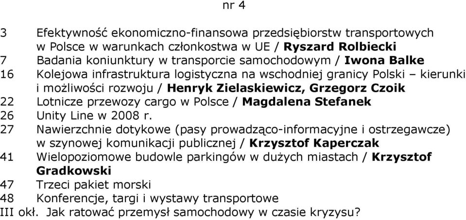 / Magdalena Stefanek 26 Unity Line w 2008 r.