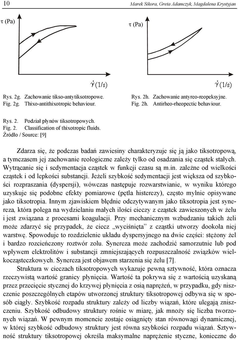 Źródło / Source: [9] Zdarza się, że podczas badań zawiesiny charakteryzuje się ją jako tiksotropową, a tymczasem jej zachowanie reologiczne zależy tylko od osadzania się cząstek stałych.