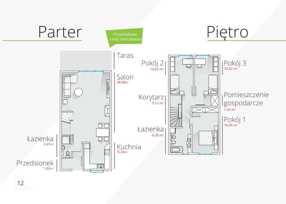 62 m 2 Pomieszczenie gospodarcze 1.43 m 2 Pokój 1 14.