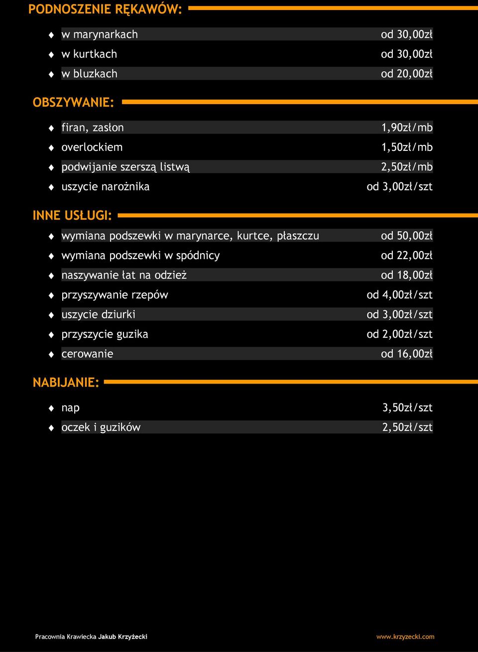 naszywanie łat na odzież przyszywanie rzepów uszycie dziurki przyszycie guzika cerowanie 1,90zł/mb 1,50zł/mb 2,50zł/mb od