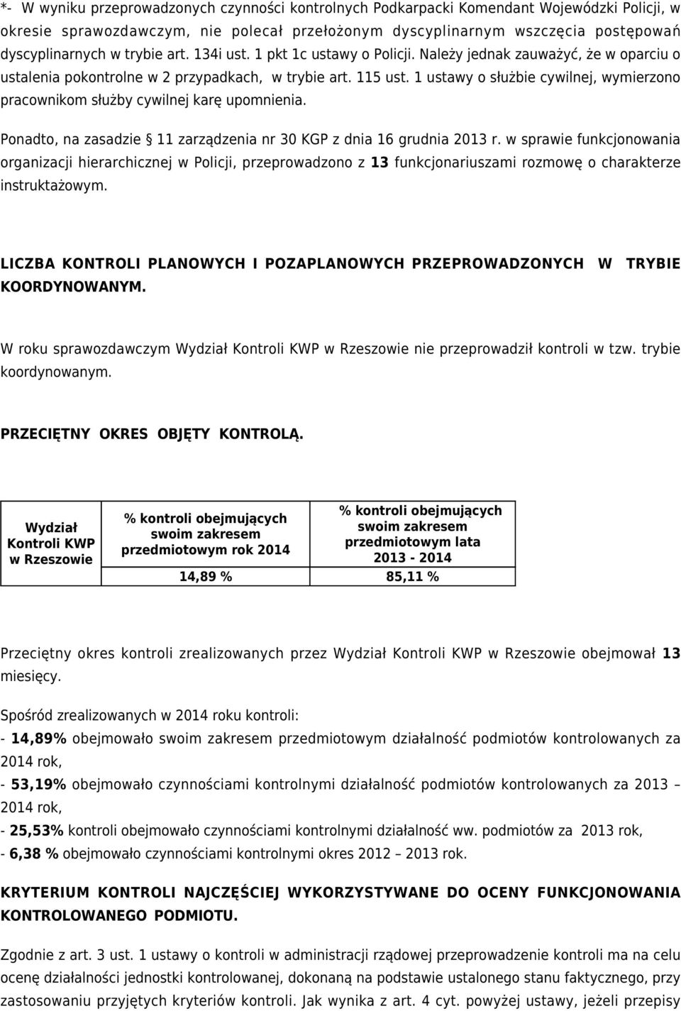 1 ustawy o służbie cywilnej, wymierzono pracownikom służby cywilnej karę upomnienia. Ponadto, na zasadzie 11 zarządzenia nr 30 KGP z dnia 16 grudnia 2013 r.