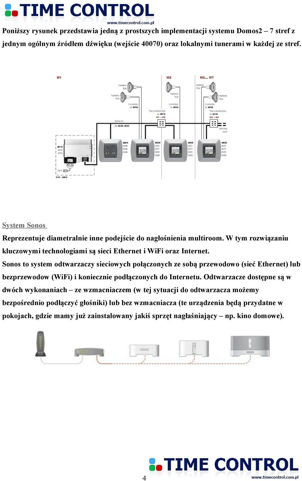 Sonos to system odtwarzaczy sieciowych połączonych ze sobą przewodowo (sieć Ethernet) lub bezprzewodow (WiFi) i koniecznie podłączonych do Internetu.
