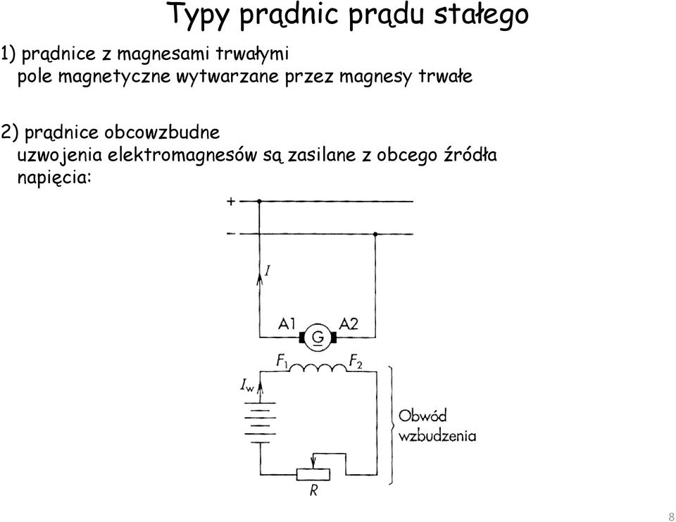 przez magnesy trwałe 2) prądnice obcowzbudne