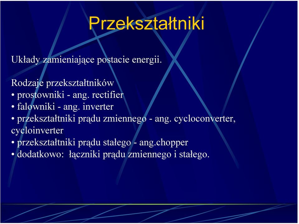 inverter przekształtniki prądu zmiennego - ang.