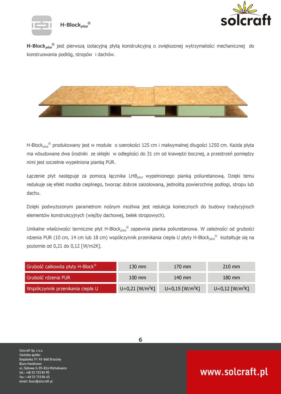 Każda płyta ma wbudowane dwa środniki ze sklejki w odległości do 31 cm od krawędzi bocznej, a przestrzeń pomiędzy nimi jest szczelnie wypełniona pianką PUR.