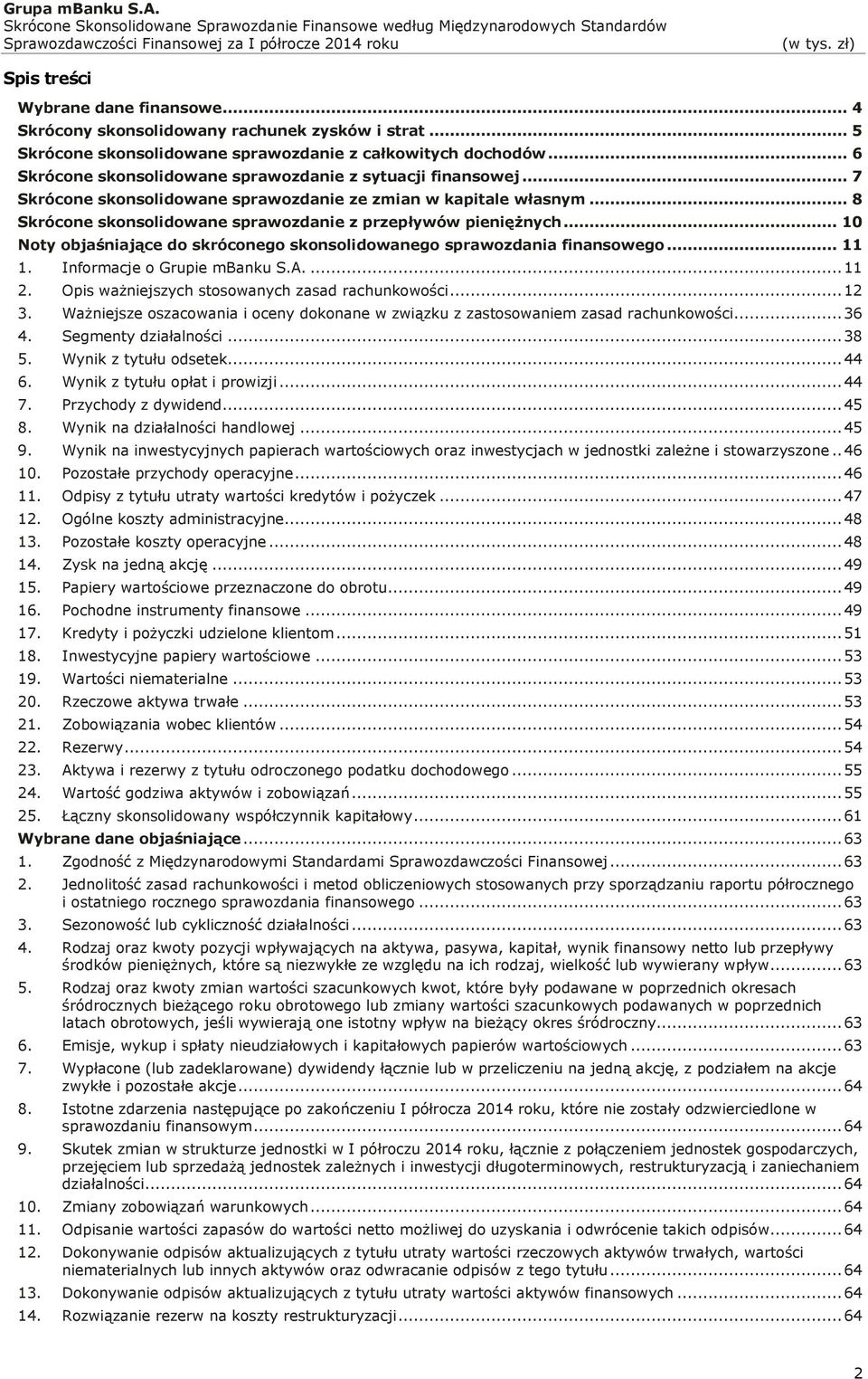 .. 10 Noty objaśniające do skróconego skonsolidowanego sprawozdania finansowego... 11 1. Informacje o Grupie mbanku S.A.... 11 2. Opis ważniejszych stosowanych zasad rachunkowości... 12 3.