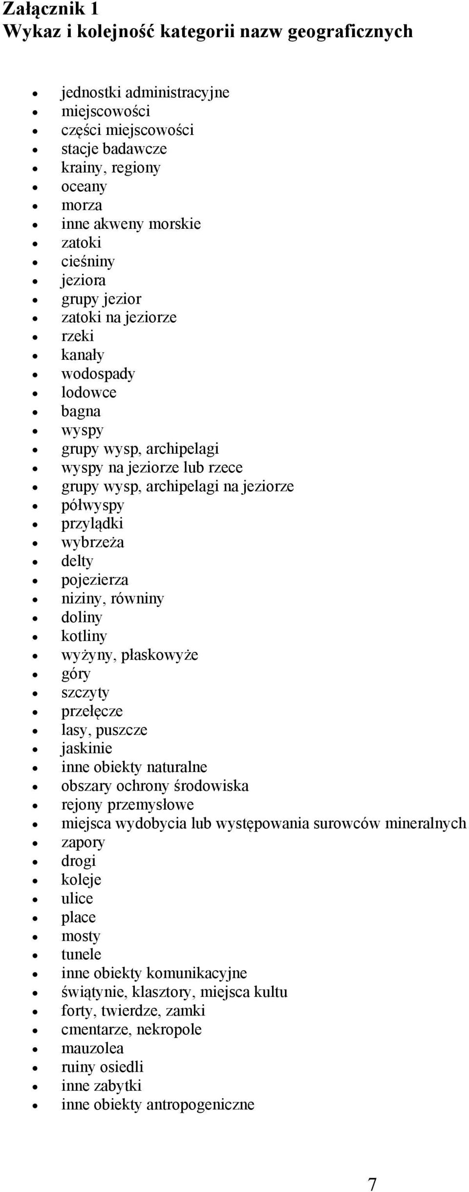 delty pojezierza niziny, równiny doliny kotliny wyżyny, płaskowyże góry szczyty przełęcze lasy, puszcze jaskinie inne obiekty naturalne obszary ochrony środowiska rejony przemysłowe miejsca wydobycia