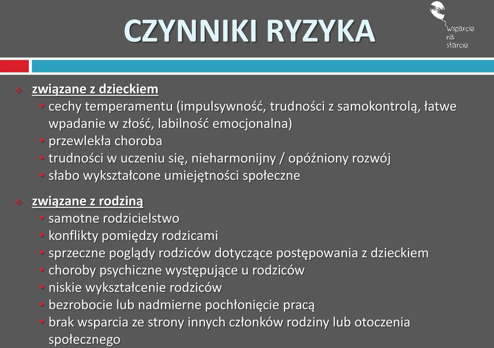 rodzicielstwo konflikty pomiędzy rodzicami sprzeczne poglądy rodziców dotyczące postępowania z dzieckiem choroby psychiczne występujące u