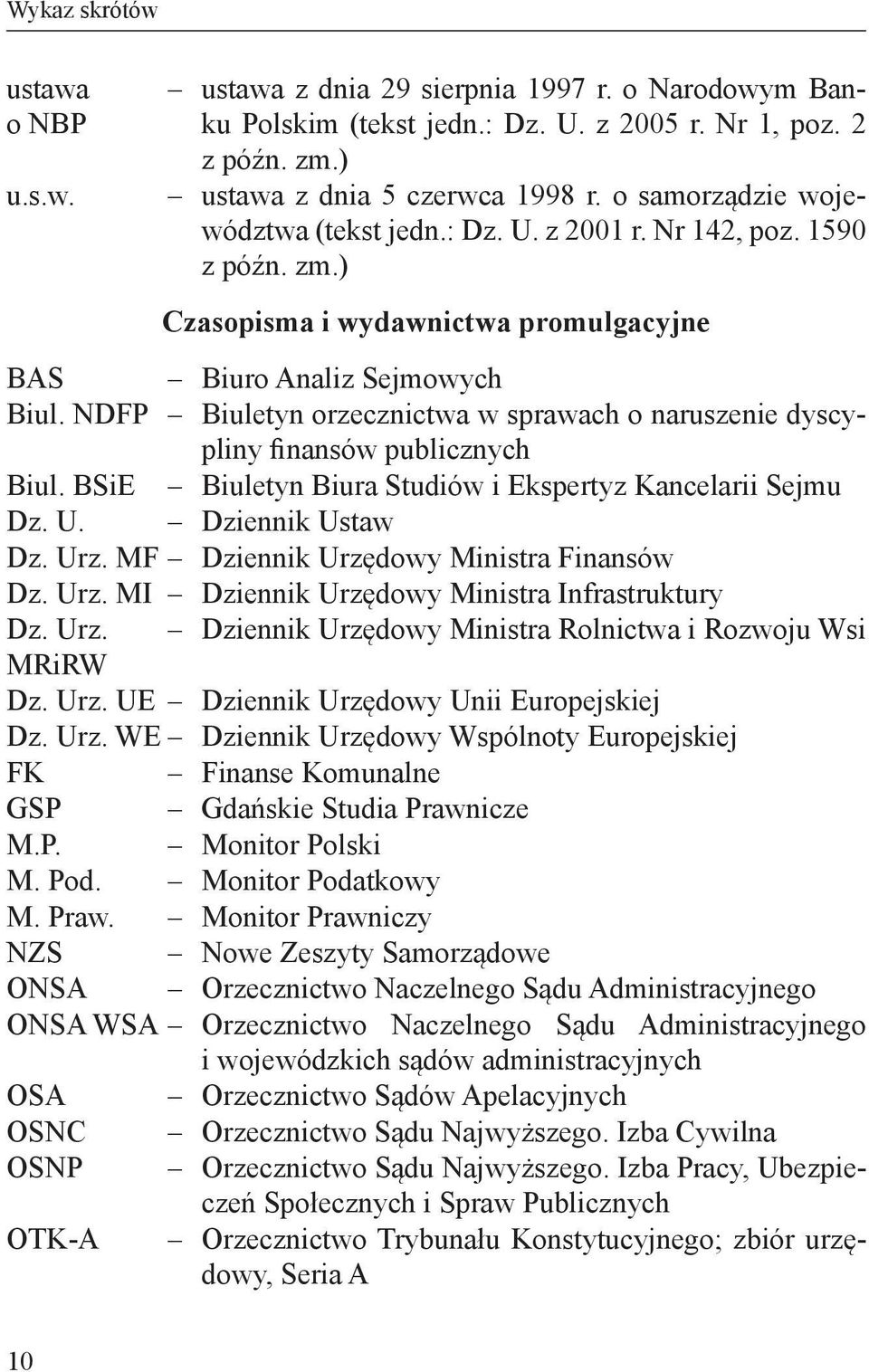 NDFP Biuletyn orzecznictwa w sprawach o naruszenie dyscypliny finansów publicznych Biul. BSiE Biuletyn Biura Studiów i Ekspertyz Kancelarii Sejmu Dz. U. Dziennik Ustaw Dz. Urz.