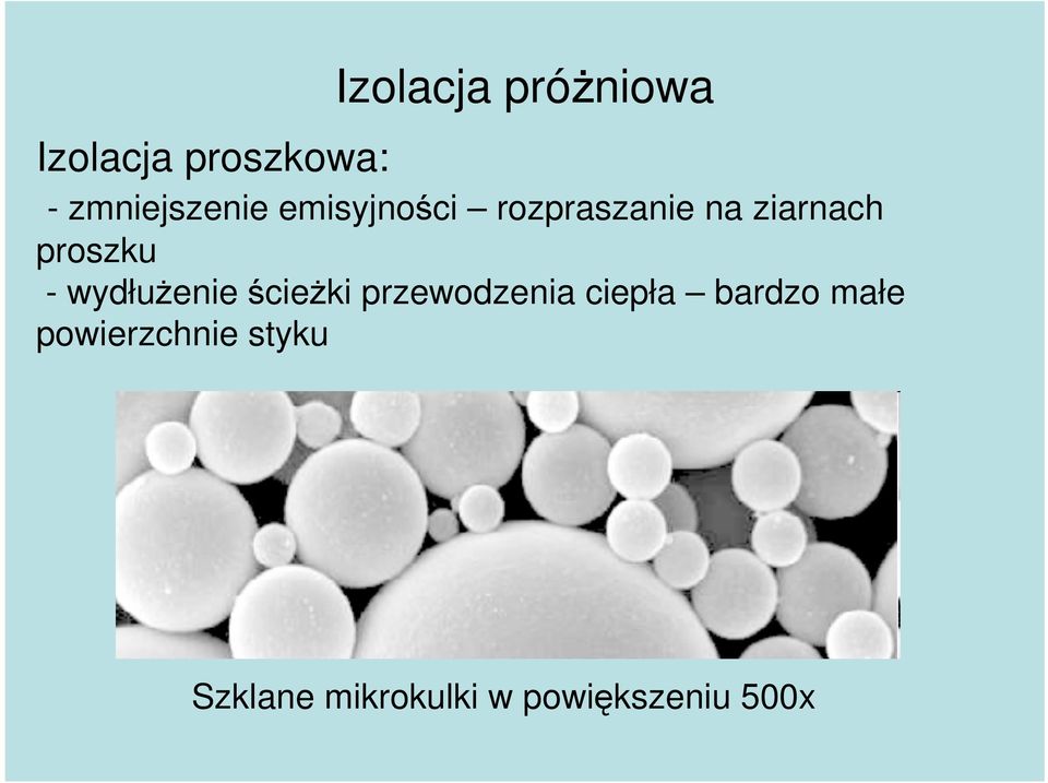 proszku - wydłuŝenie ścieŝki przewodzenia ciepła