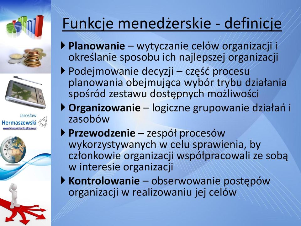 Organizowanie logiczne grupowanie działao i zasobów Przewodzenie zespół procesów wykorzystywanych w celu sprawienia, by