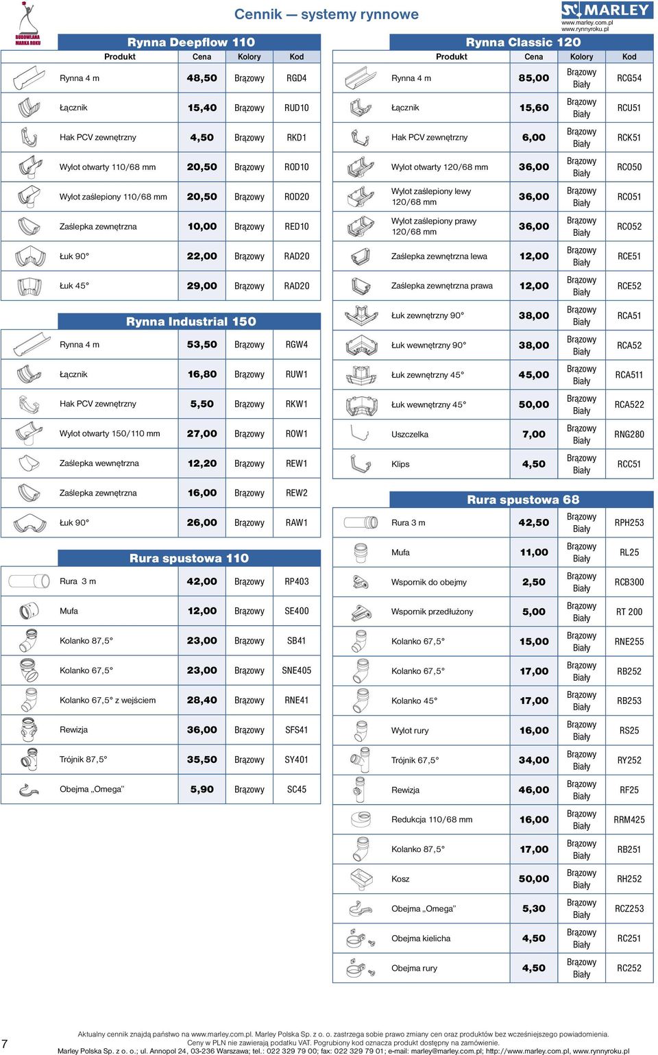 zaślepiony prawy 120/68 mm 36,00 RCO52 Łuk 90 22,00 RAD20 Zaślepka zewnętrzna lewa 12,00 RCE51 Łuk 45 29,00 RAD20 Zaślepka zewnętrzna prawa 12,00 RCE52 Łuk zewnętrzny 90 38,00 RCA51 Hak PCV