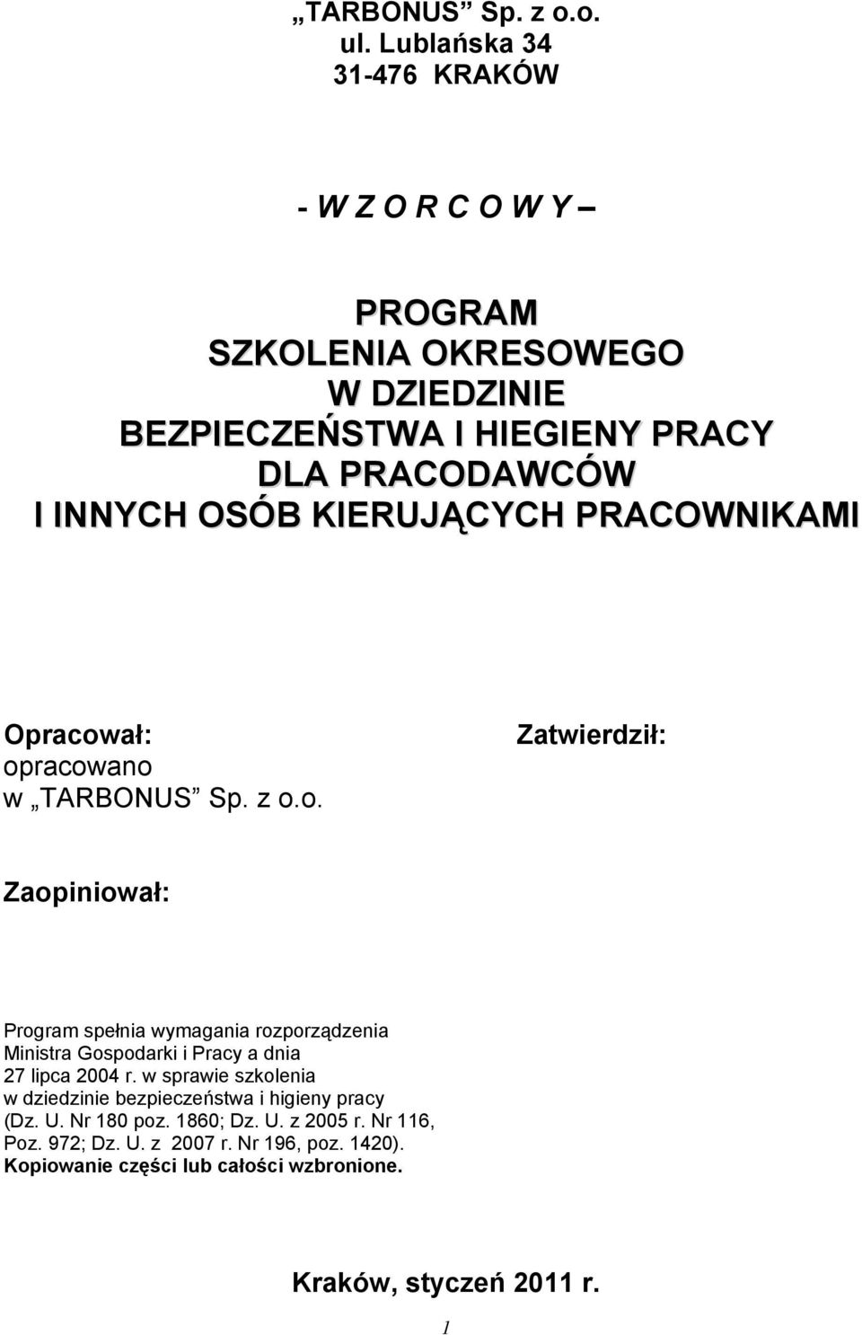 OSÓB KIERUJĄCYCH PRACOWNIKAMI Opracow