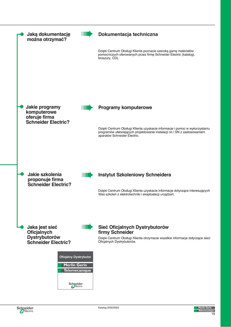 Programy komputerowe Dzi ki Centrum Obs ugi Klienta uzyskacie informacje i pomoc w wykorzystaniu programów u atwiajàcych projektowanie instalacji nn i S z zastosowaniem aparatów Schneider Electric.