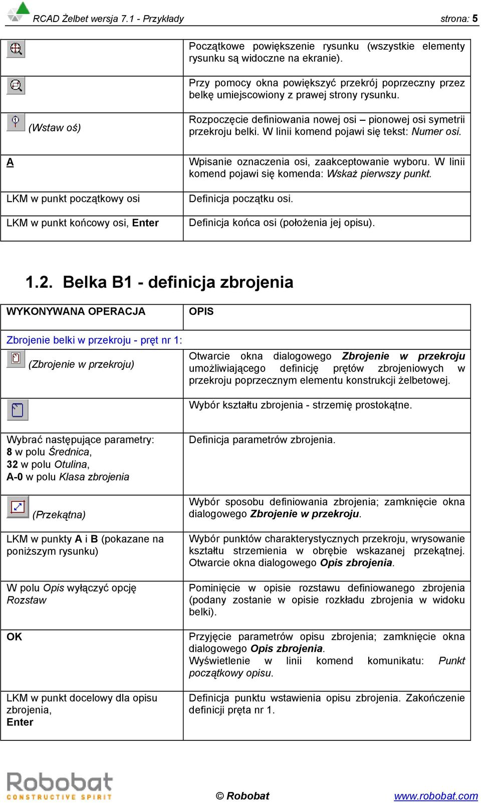 W linii komend pojawi się tekst: Numer osi. A LKM w punkt początkowy osi LKM w punkt końcowy osi, Wpisanie oznaczenia osi, zaakceptowanie wyboru.