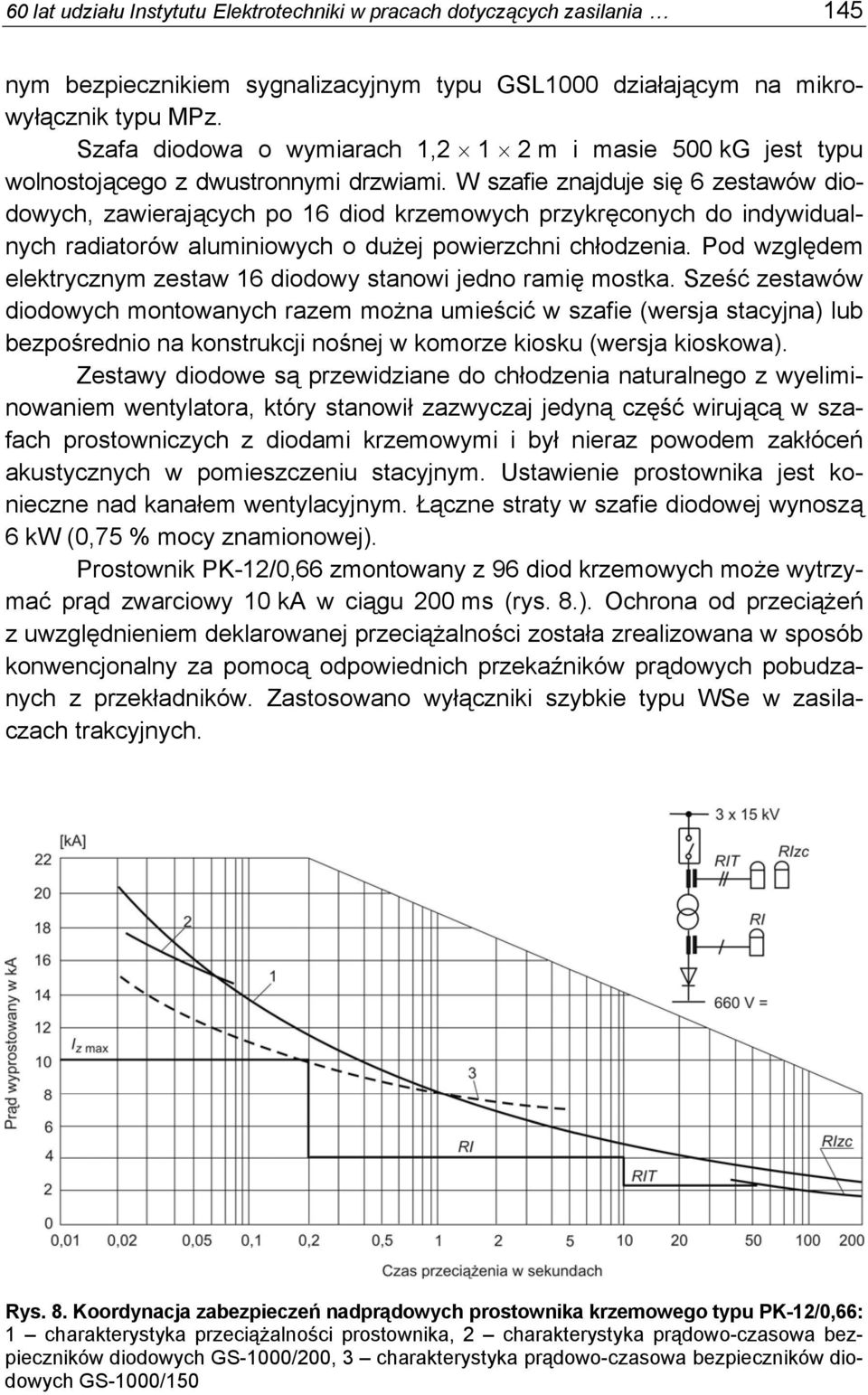 W szafie znajduje się 6 zestawów diodowych, zawierających po 16 diod krzemowych przykręconych do indywidualnych radiatorów aluminiowych o dużej powierzchni chłodzenia.