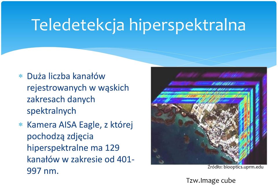 AISA Eagle, z której pochodzą zdjęcia hiperspektralne ma 129