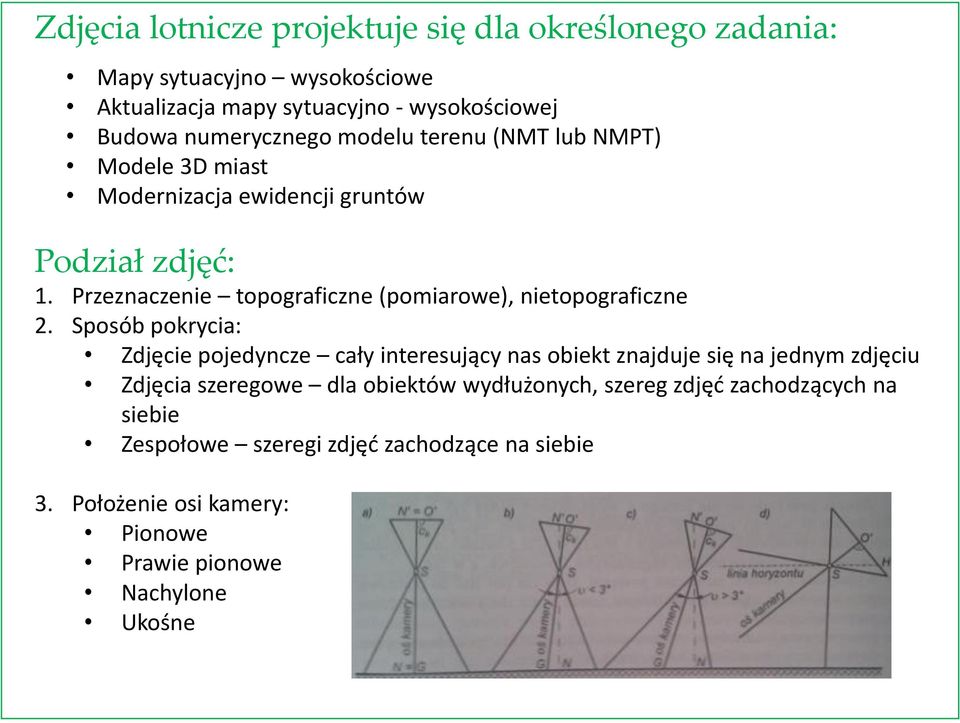 Przeznaczenie topograficzne (pomiarowe), nietopograficzne 2.