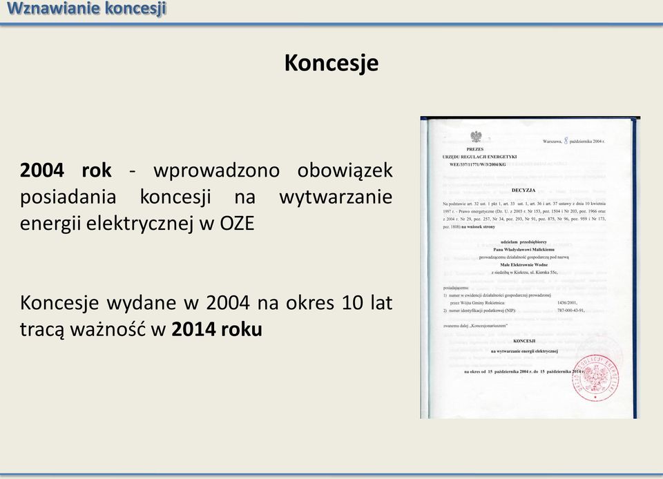 energii elektrycznej w OZE Koncesje