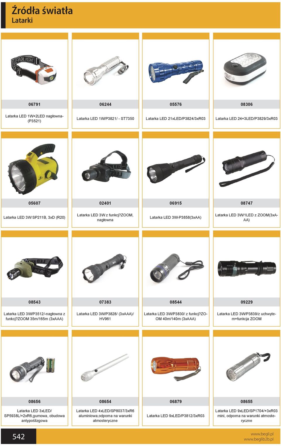 zoom 35m/165m (3xAAA) Latarka LED 3W/P3828/ (3xAAA)/ HV961 Latarka LED 3W/P3830/ z funkcj?