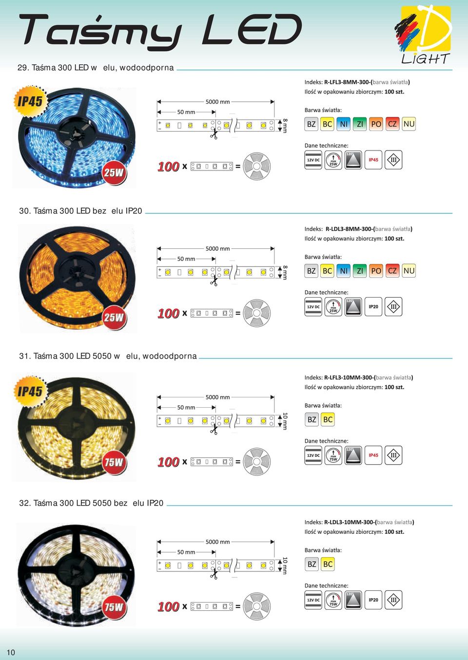 Taśma 300 LED bez żelu IP20 NU 31.