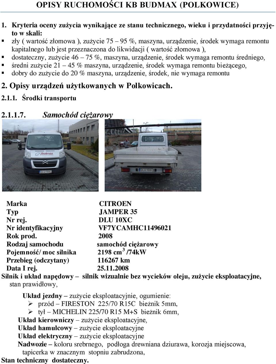 jest przeznaczona do likwidacji ( wartość złomowa ), dostateczny, zużycie 46 75 %, maszyna, urządzenie, środek wymaga remontu średniego, średni zużycie 21 45 % maszyna, urządzenie, środek wymaga