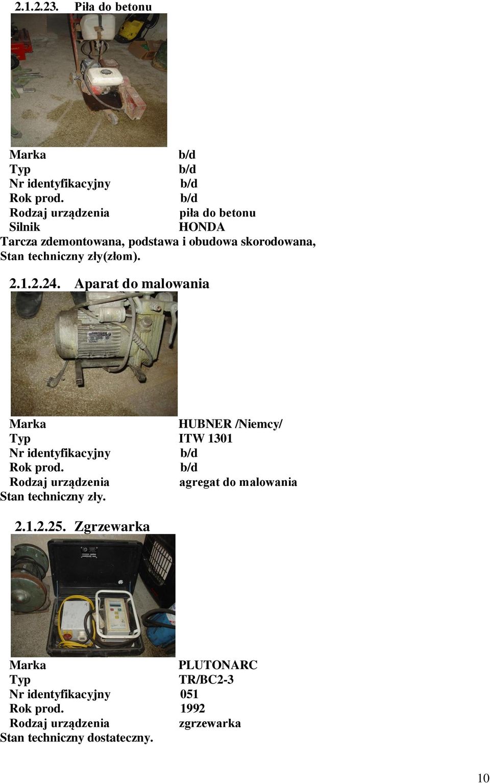 i obudowa skorodowana, Stan techniczny zły(złom). 2.1.2.24.