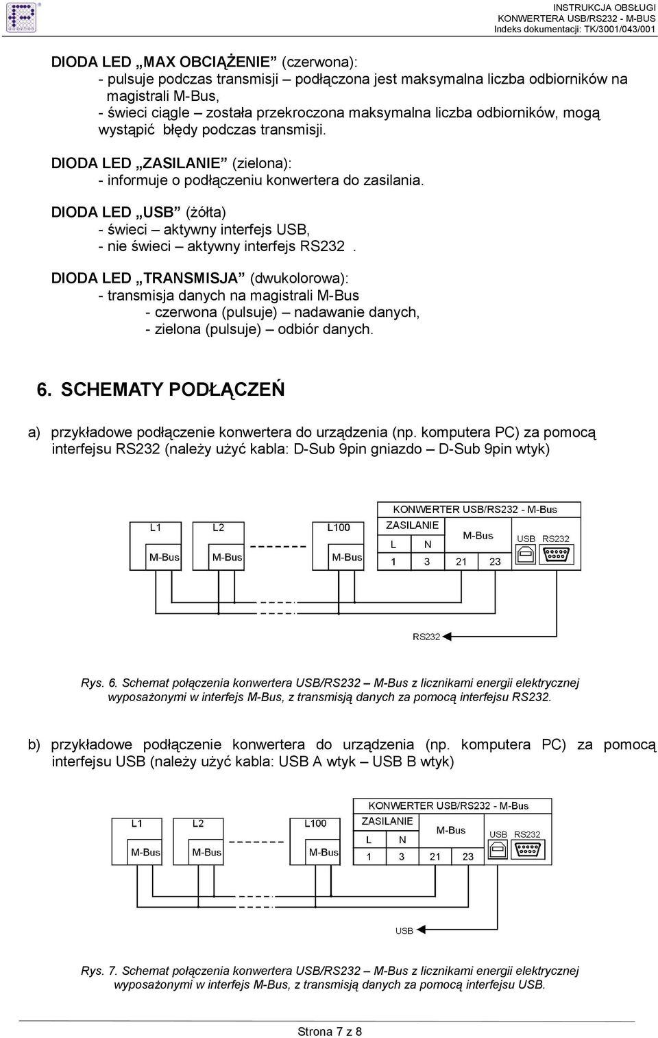 DIODA LED USB (Ŝółta) - świeci aktywny interfejs USB, - nie świeci aktywny interfejs RS232.