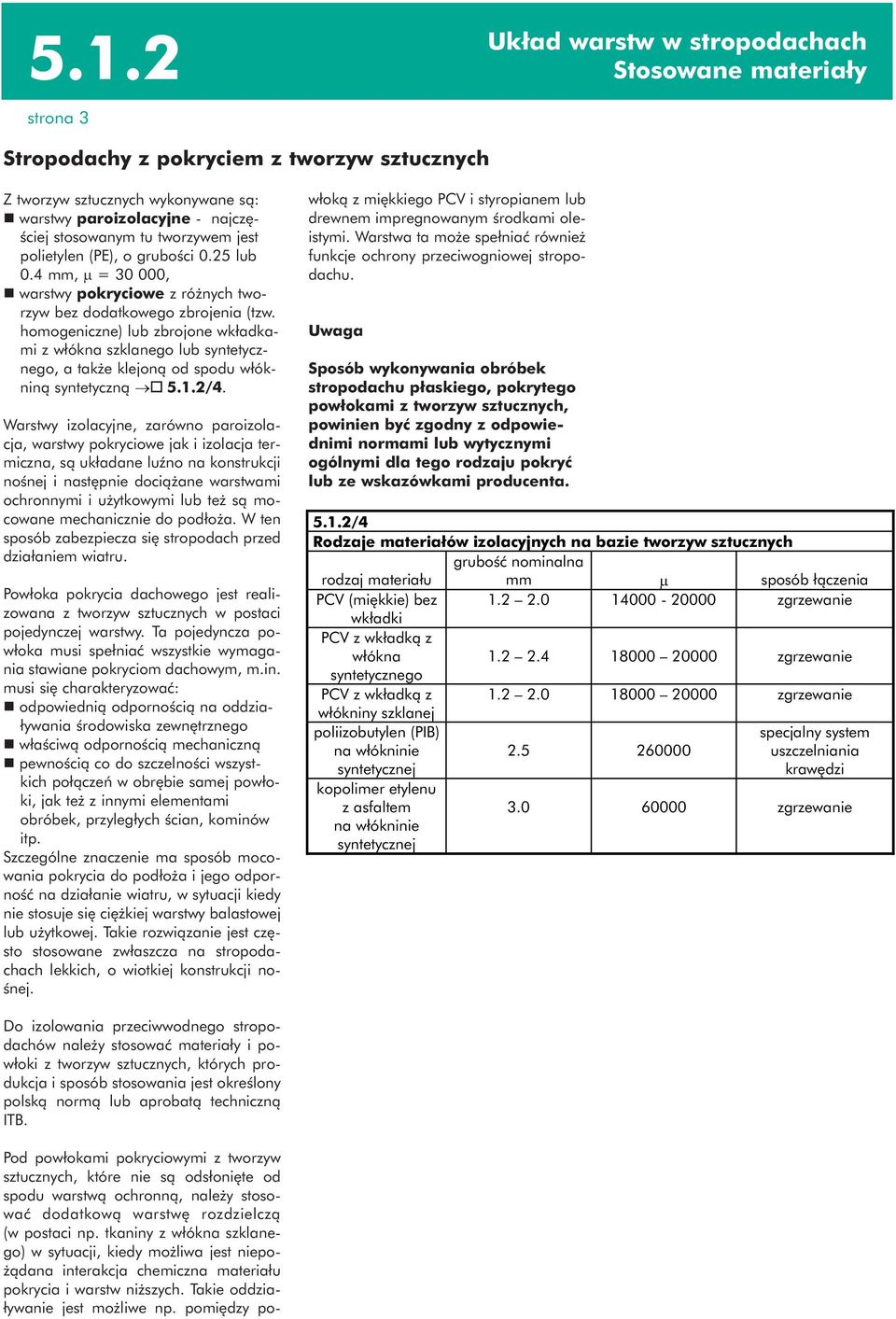 homogeniczne) lub zbrojone wkładkami z włókna szklanego lub syntetycznego, a także klejoną od spodu włókniną syntetyczną o 5.1.2/4.