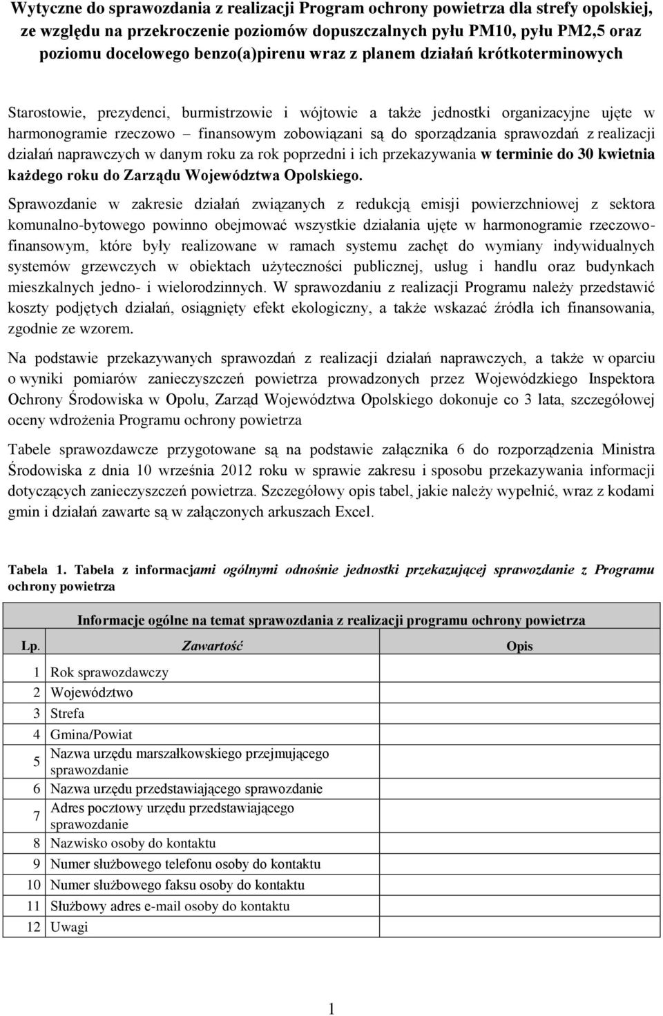 sprawozdań z realizacji działań naprawczych w danym roku za rok poprzedni i ich przekazywania w terminie do 30 kwietnia każdego roku do Zarządu Województwa Opolskiego.