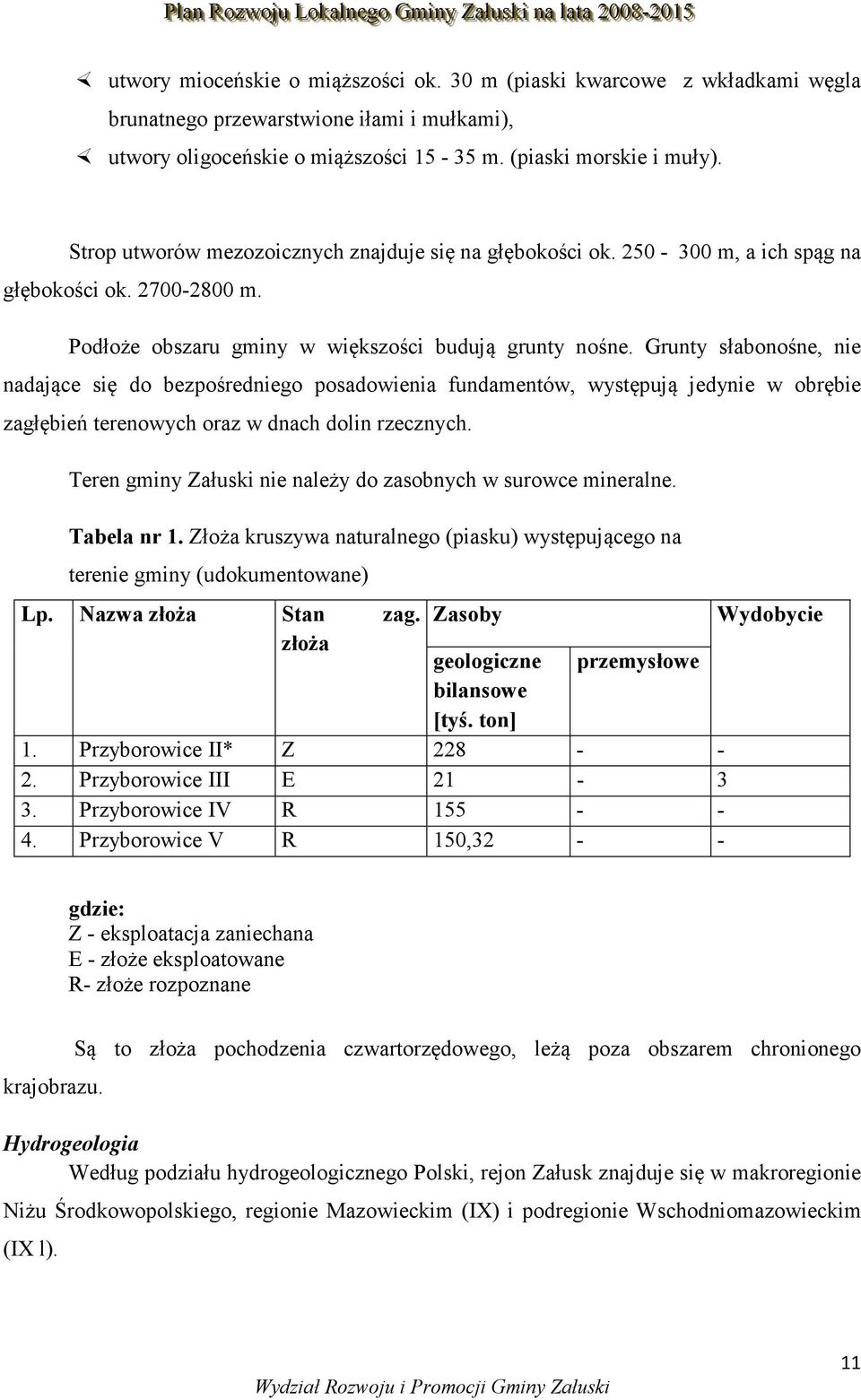 Grunty słabonośne, nie nadające się do bezpośredniego posadowienia fundamentów, występują jedynie w obrębie zagłębień terenowych oraz w dnach dolin rzecznych.