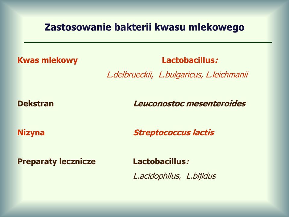 leichmanii Dekstran Leuconostoc mesenteroides Nizyna