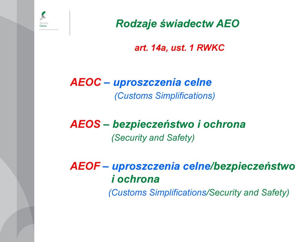 AEOS bezpieczeństwo i ochrona (Security and Safety) AEOF