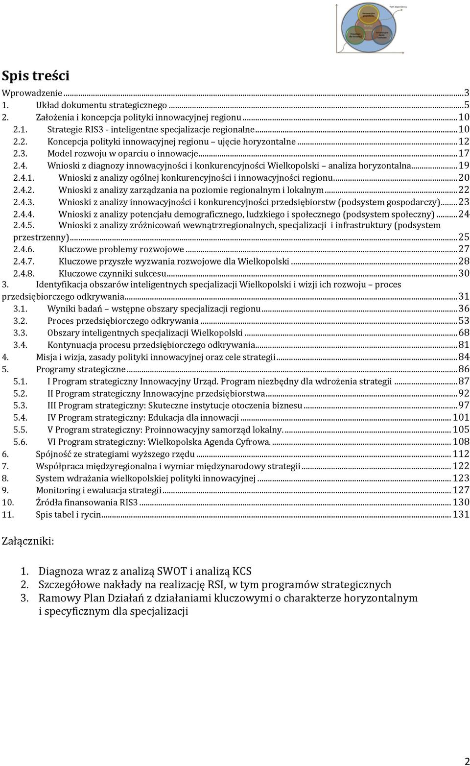 .. 20 2.4.2. Wnioski z analizy zarządzania na poziomie regionalnym i lokalnym... 22 2.4.3. Wnioski z analizy innowacyjności i konkurencyjności przedsiębiorstw (podsystem gospodarczy)... 23 2.4.4. Wnioski z analizy potencjału demograficznego, ludzkiego i społecznego (podsystem społeczny).
