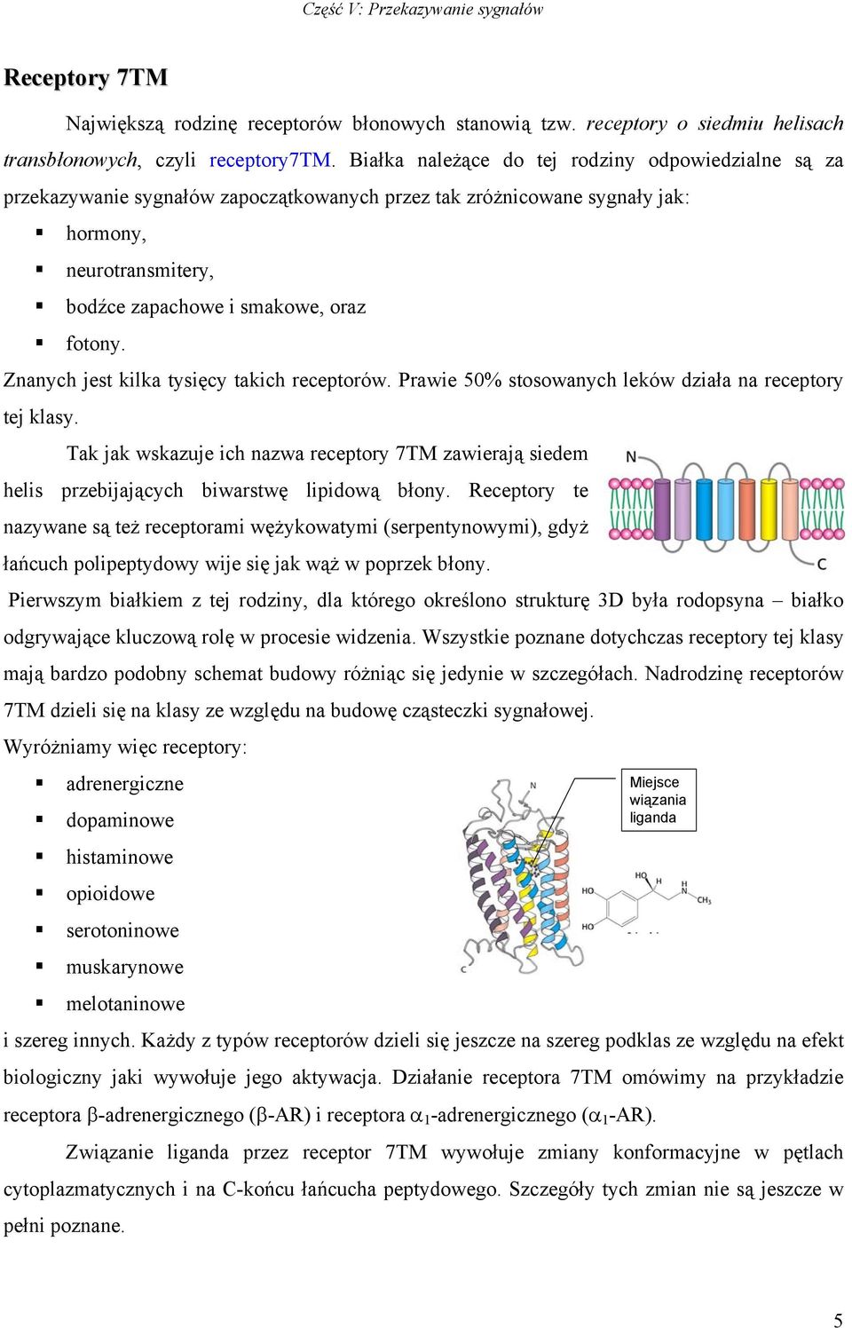 Znanych jest kilka tysięcy takich receptorów. Prawie 50% stosowanych leków działa na receptory tej klasy.