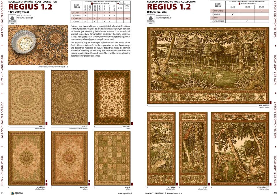 Ich różnorodna stylistyka nawiązuje do pradawnych sugestywnych perskich kobierców, jak również gobelinów wzorowanych na wawelskich arrasach autorstwa flamandzkich mistrzów tkackich.