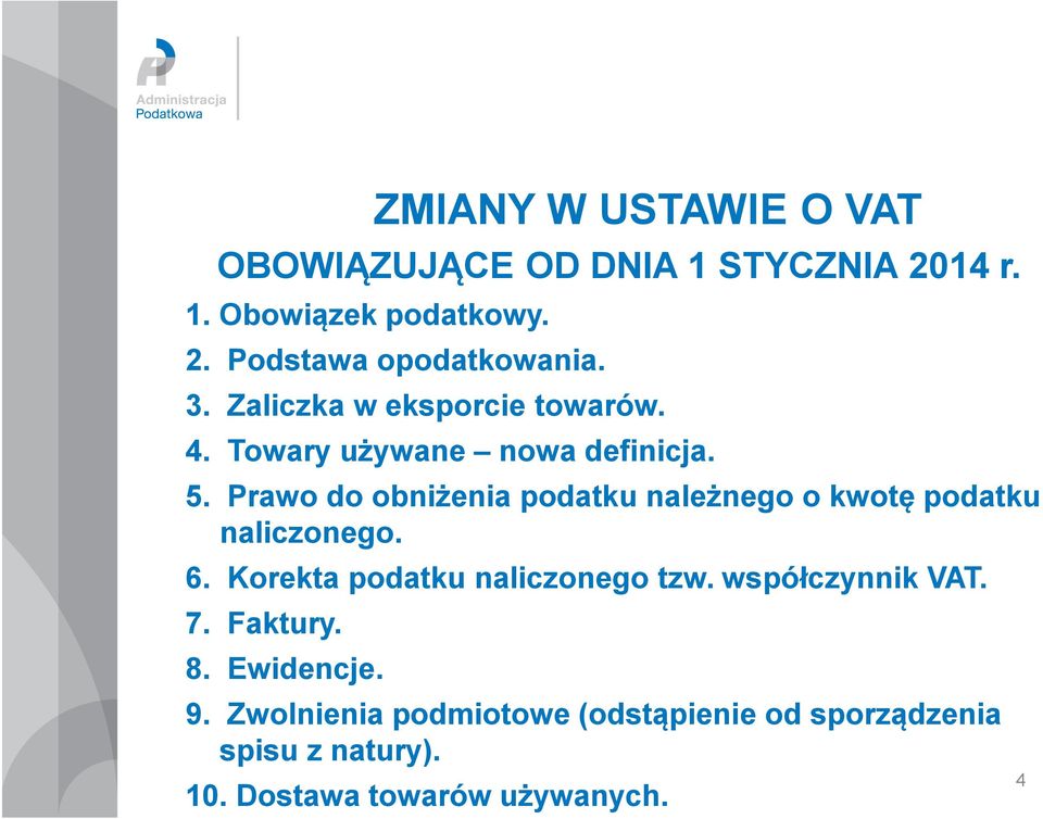 Prawo do obniżenia podatku należnego o kwotę podatku naliczonego. 6. Korekta podatku naliczonego tzw.