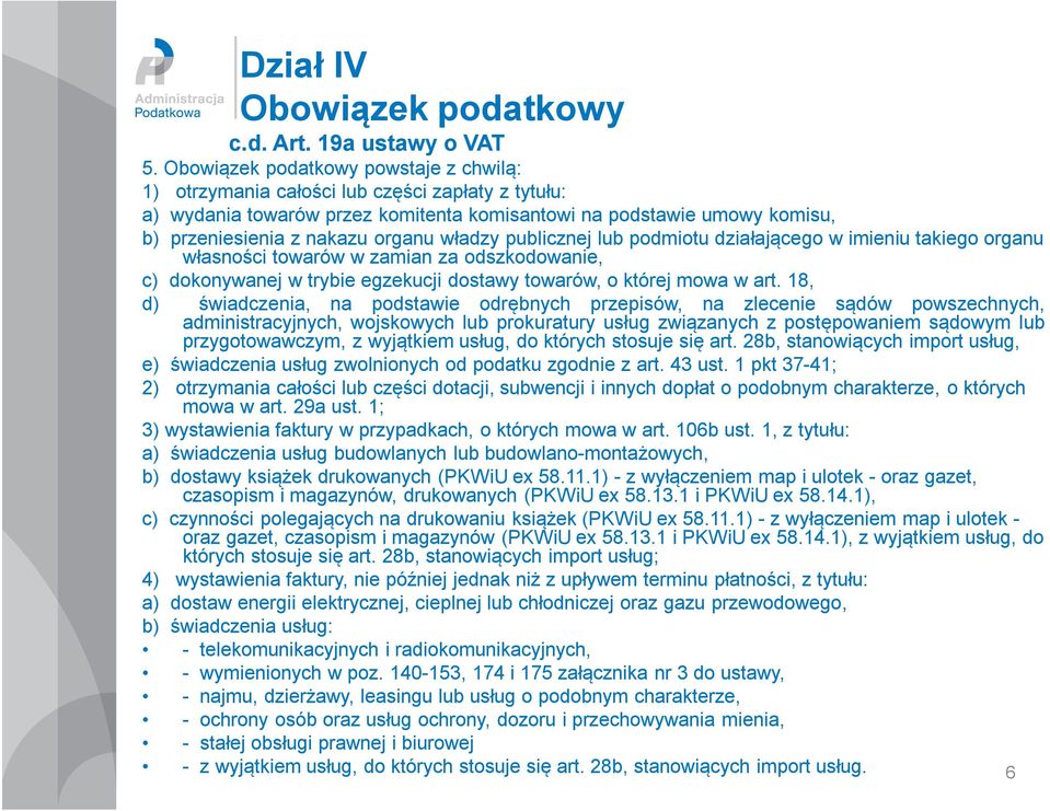 władzy publicznej lub podmiotu działającego w imieniu takiego organu własności towarów w zamian za odszkodowanie, c) dokonywanej w trybie egzekucji dostawy towarów, o której mowa w art.