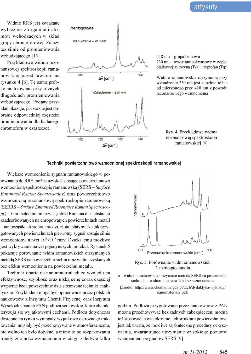 Podany przykład ukazuje, jak ważne jest dobranie odpowiedniej częstości promieniowania dla badanego chromoforu w cząsteczce.