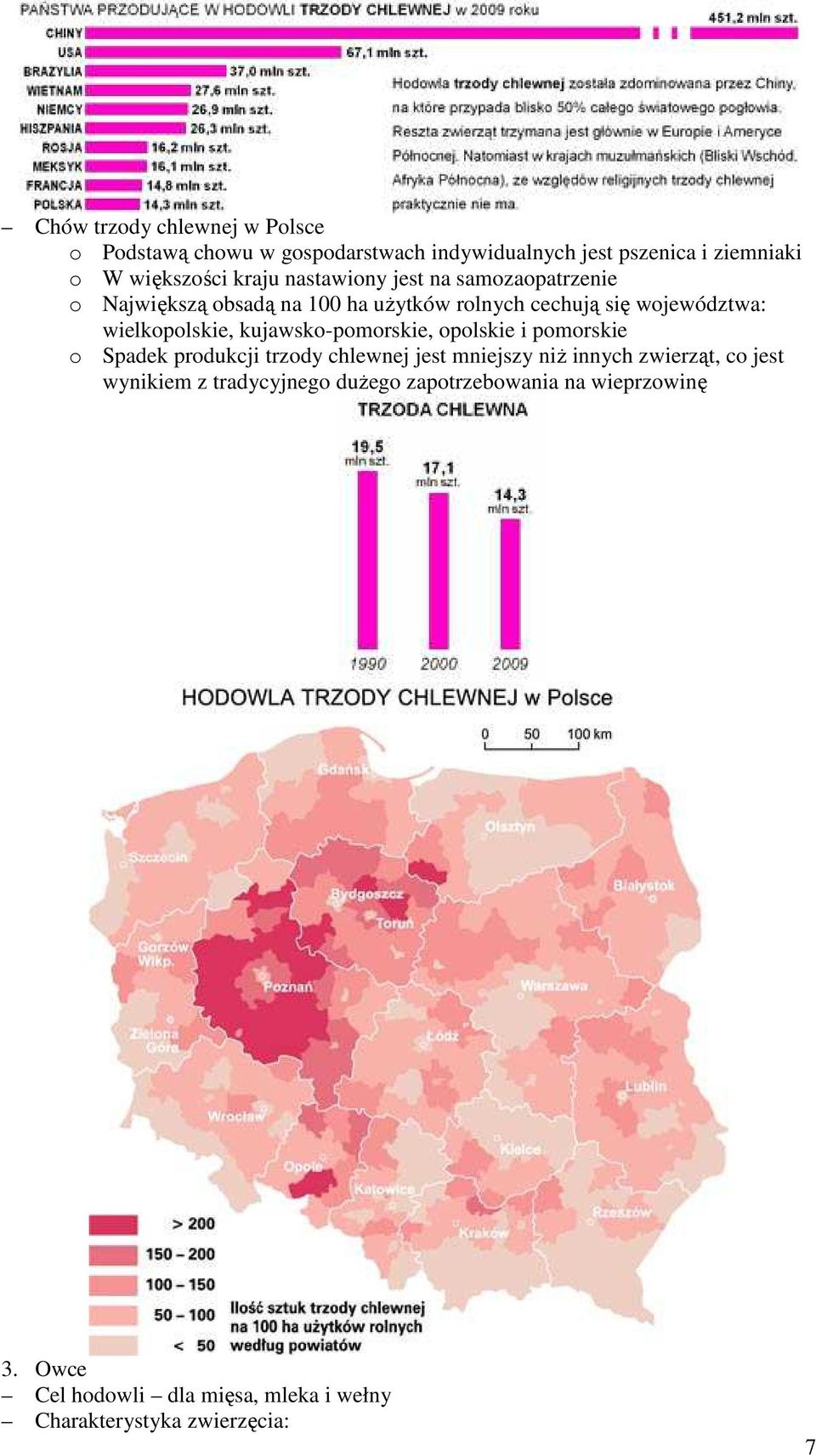 kujawsko-pomorskie, opolskie i pomorskie o Spadek produkcji trzody chlewnej jest mniejszy niż innych zwierząt, co jest