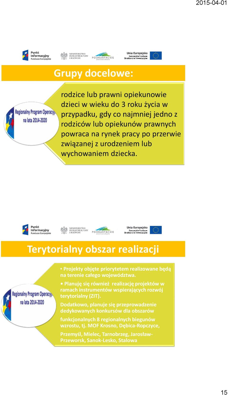 Planuję się również realizację projektów w ramach instrumentów wspierających rozwój terytorialny (ZIT).