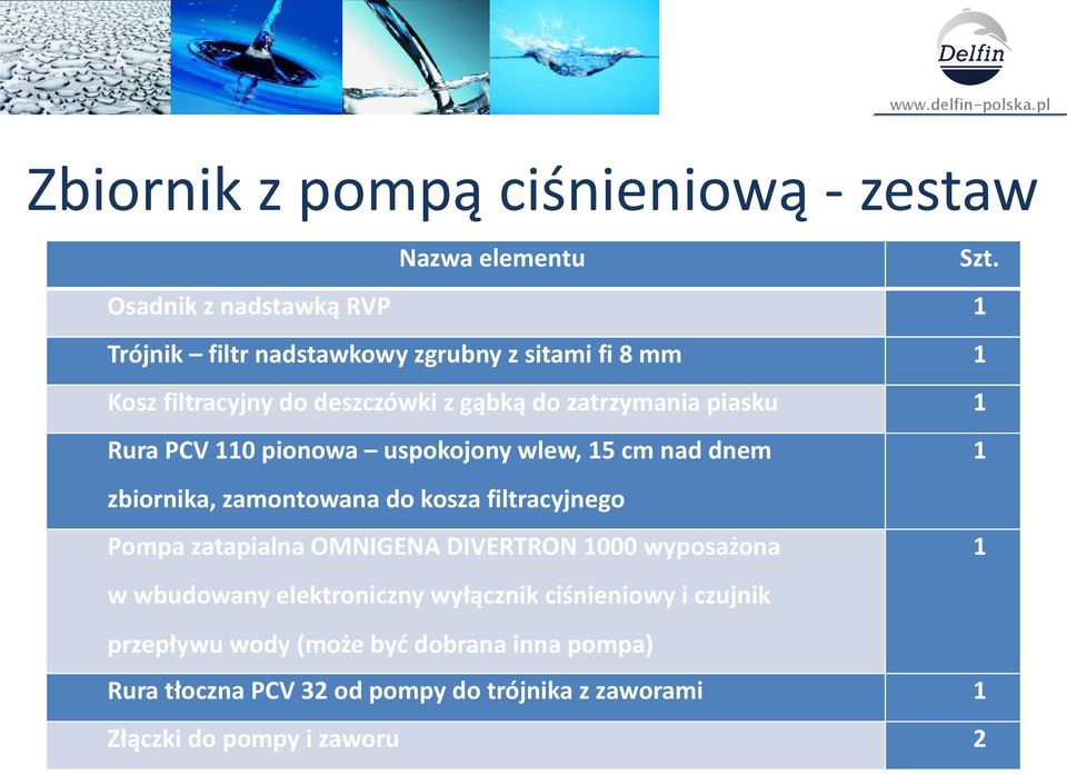 zamontowana do kosza filtracyjnego Pompa zatapialna OMNIGENA DIVERTRON 000 wyposażona w wbudowany elektroniczny wyłącznik