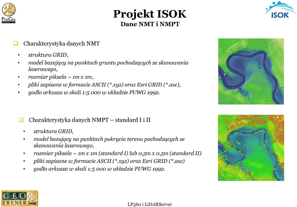 Charakterystyka danych NMPT standard I i II struktura GRID, model bazujący na punktach pokrycia terenu pochodzących ze skanowania laserowego, rozmiar