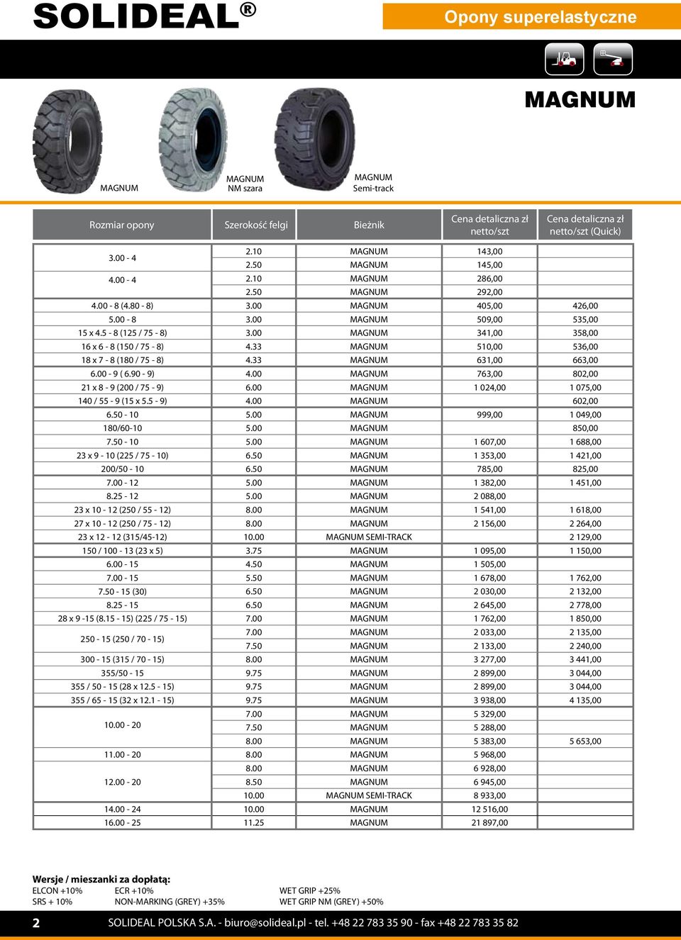 00 MAGNUM 341,00 358,00 16 x 6-8 (150 / 75-8) 4.33 MAGNUM 510,00 536,00 18 x 7-8 (180 / 75-8) 4.33 MAGNUM 631,00 663,00 6.00-9 ( 6.90-9) 4.00 MAGNUM 763,00 802,00 21 x 8-9 (200 / 75-9) 6.